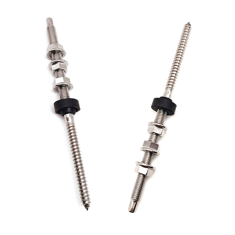 A2 A4 M12 150mm/180mm Dowel Screw/Hanger Bolts များကို နေရောင်ခြည်အတွက် Flange Nuts သုံးခုဖြင့် တပ်ဆင်ခြင်း