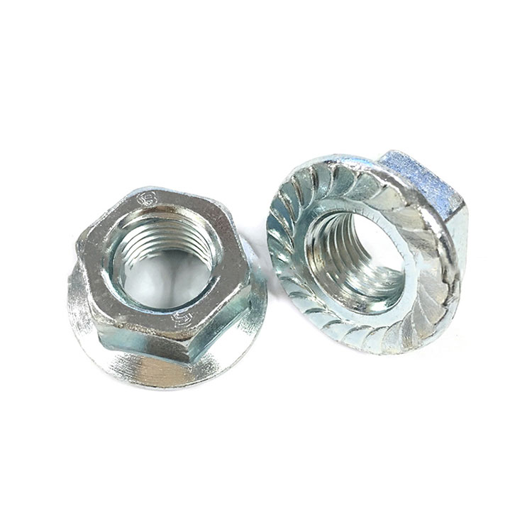 ဇင့်ချထားသည့် အဆင့် 4 Garde 8 Hex Flange Serrated Nut- DIN6923